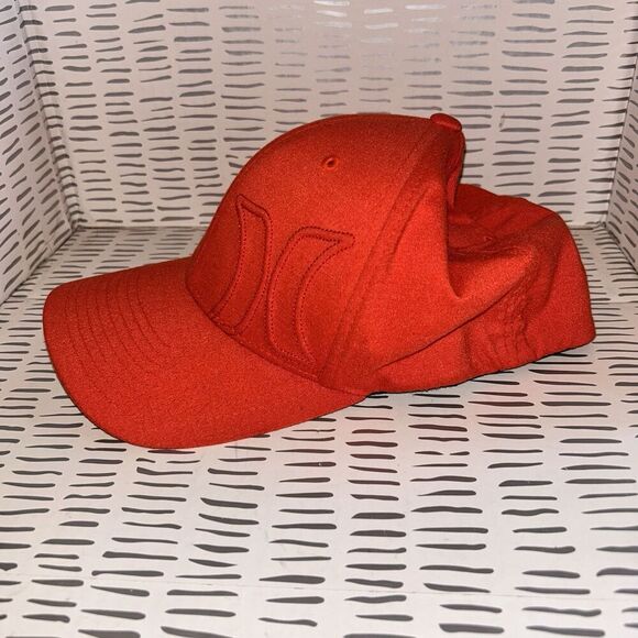 Hurley Men's‎ Orange Red Flex Fit Hat Cap L/XL Yupoong Off Center Icon HTF - Picture 2 of 7